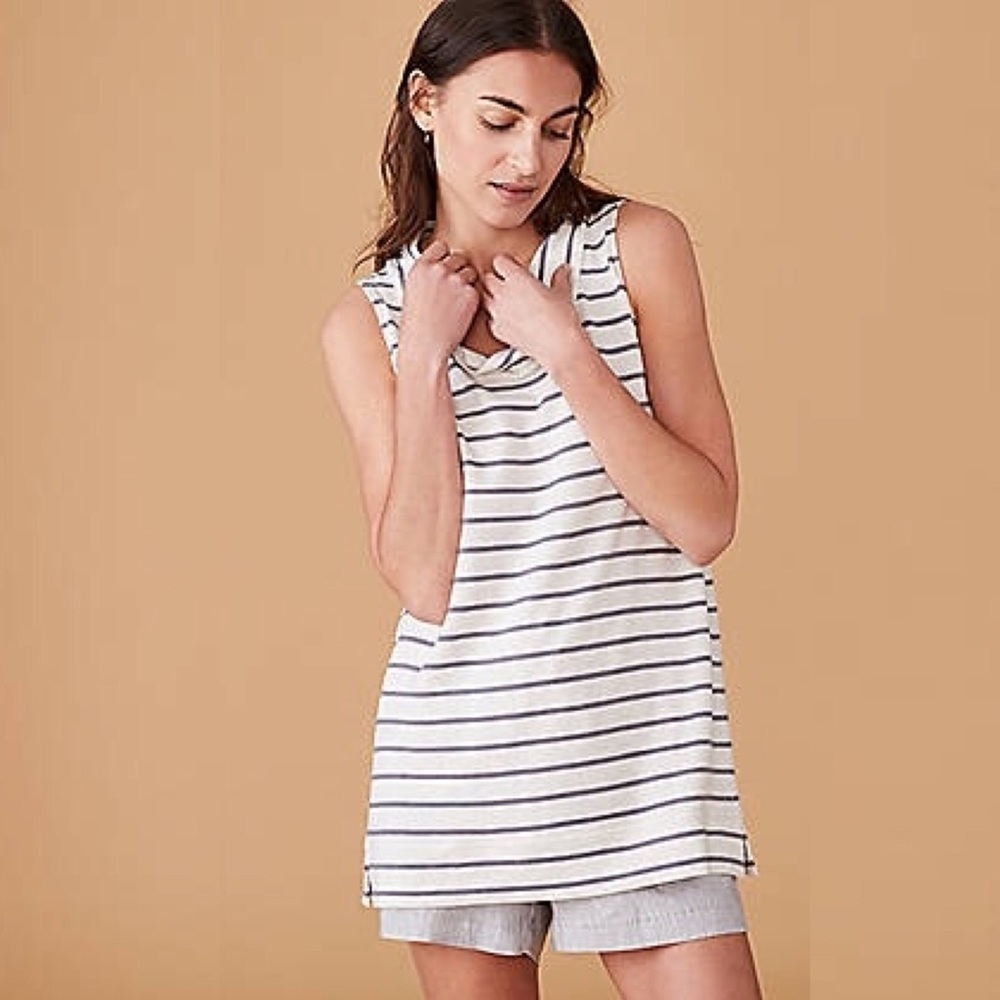 Signaturesoft Striped Sleeveless Cowl Top